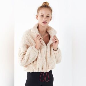 UO Willow Fuzzy Drawstring Teddy Jacket